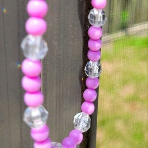 Vintage lavender & clear beaded necklace